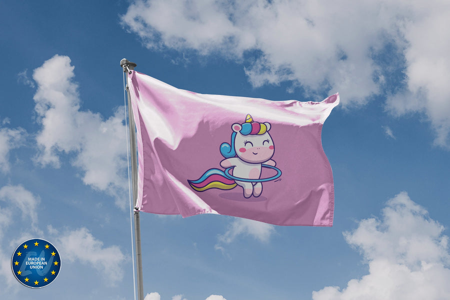 Cute Unicorn in Pink Flag