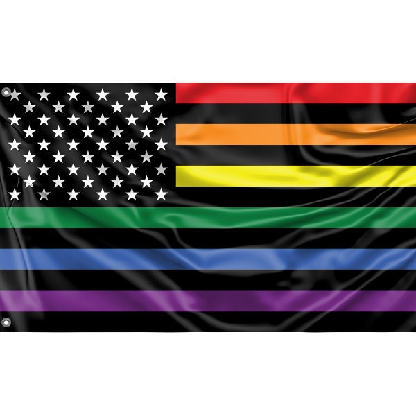 New Glory Rainbow Flag Black