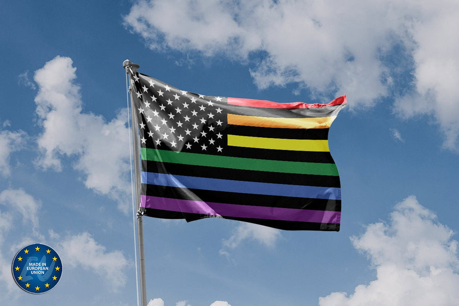 New Glory Rainbow Flag Black