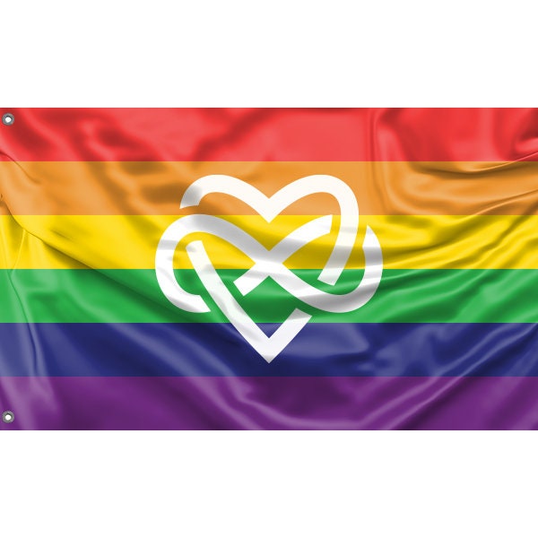 Polyamory Rainbow Infinity Heart Flag - Flag Republic