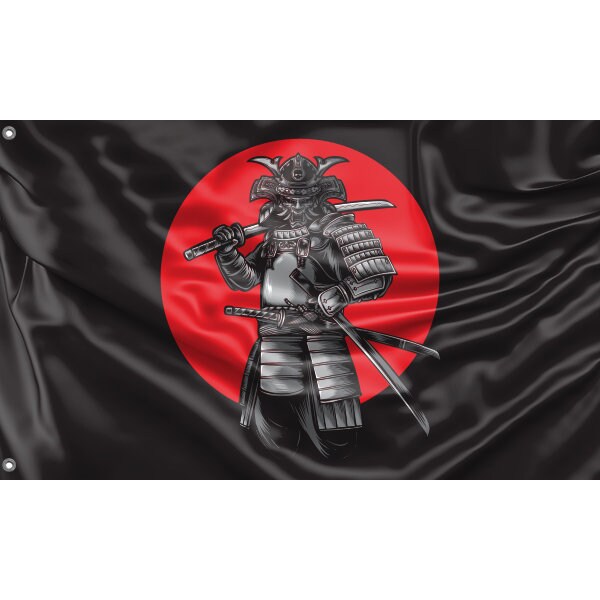 Samurai Warrior With Facemask Flag