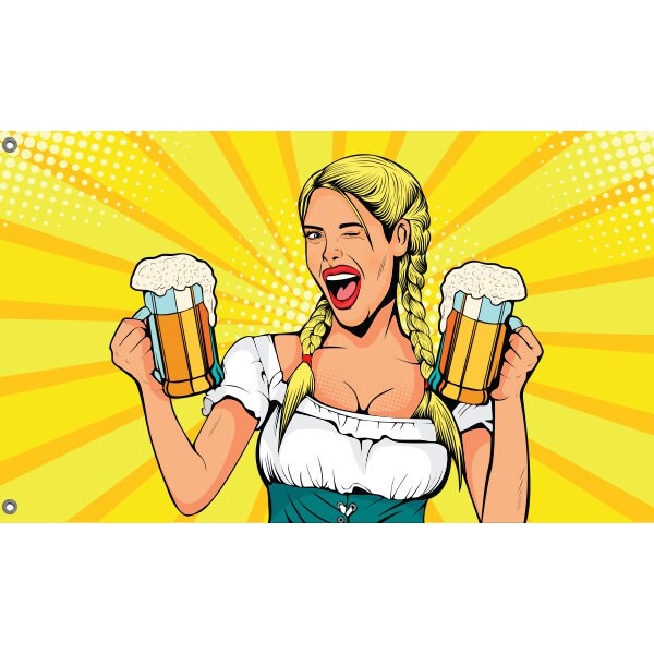 Oktoberfest Pop Art Waitress Flag