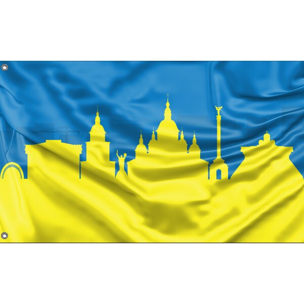 Kyiv Skyline Flag