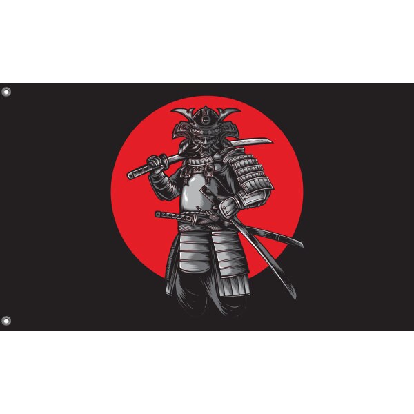 Samurai Warrior With Facemask Flag