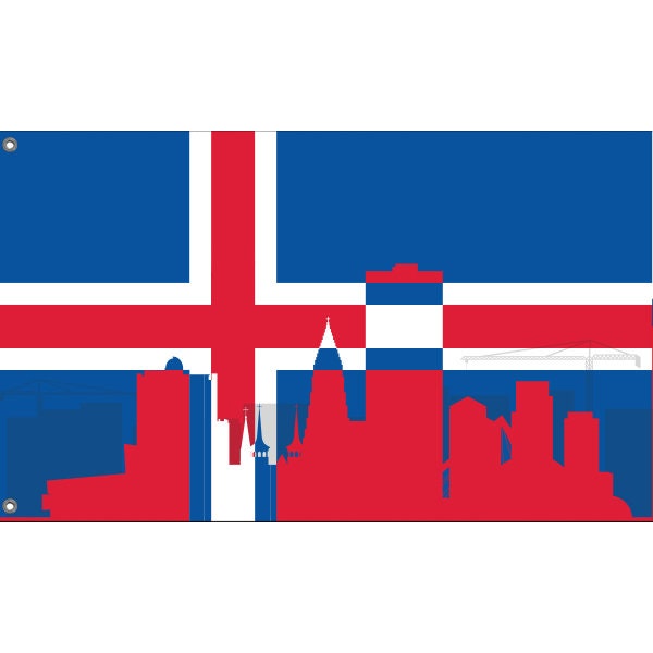 Reykjavik Skyline Flag