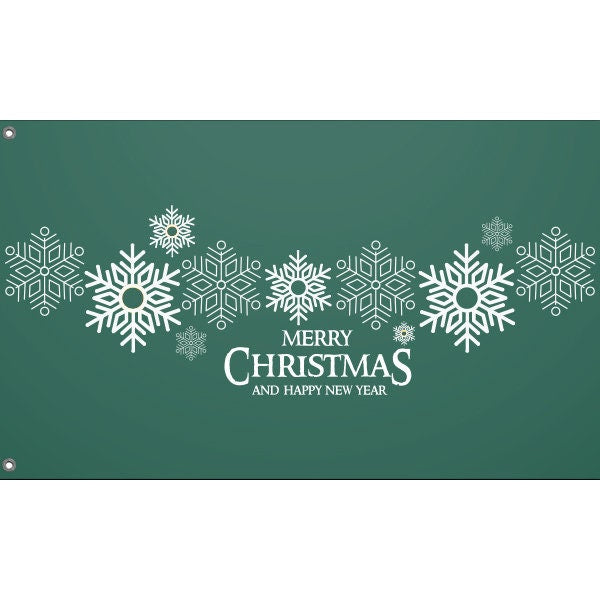 Merry Christmas in Green Background Flag