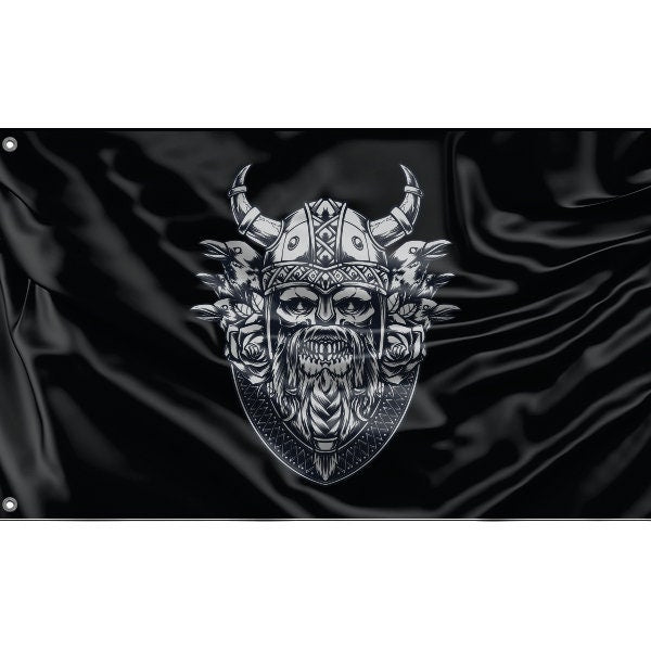 Viking Skull With Ravens Flag - Flag Republic