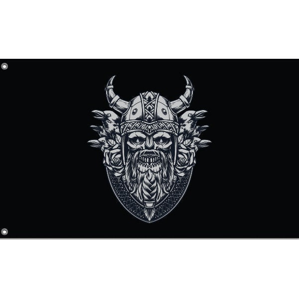 Viking Skull With Ravens Flag - Flag Republic