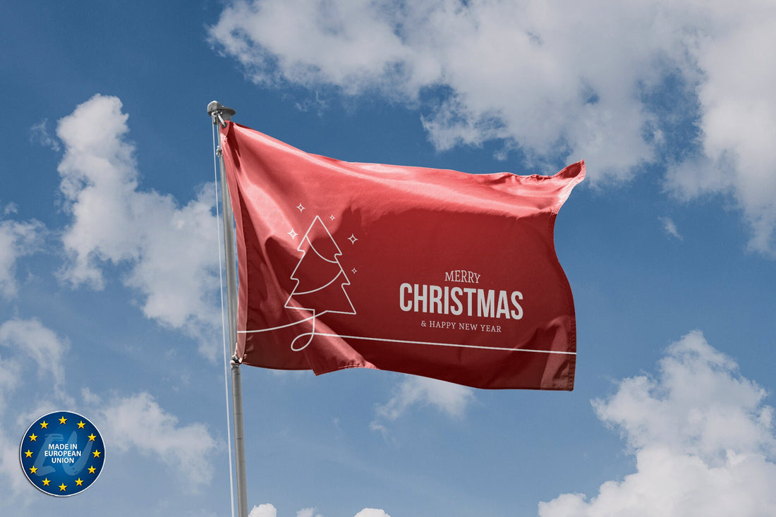 Merry Christmas in Red Background Flag - Flag Republic